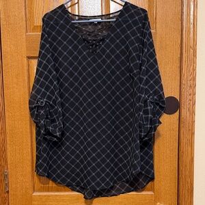 Maurices Black and White Plaid Blouse